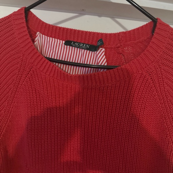 Ralph Lauren Ribbed Knit Sweater Women Petite xLarge Orange Lined Long Sleeve - Picture 4 of 6